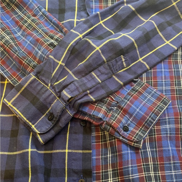 🛍️ 2/$25 Zara Woman Premium Patchwork Plaid Button Down Shirt Blue Cotton Sz L - Picture 4 of 11
